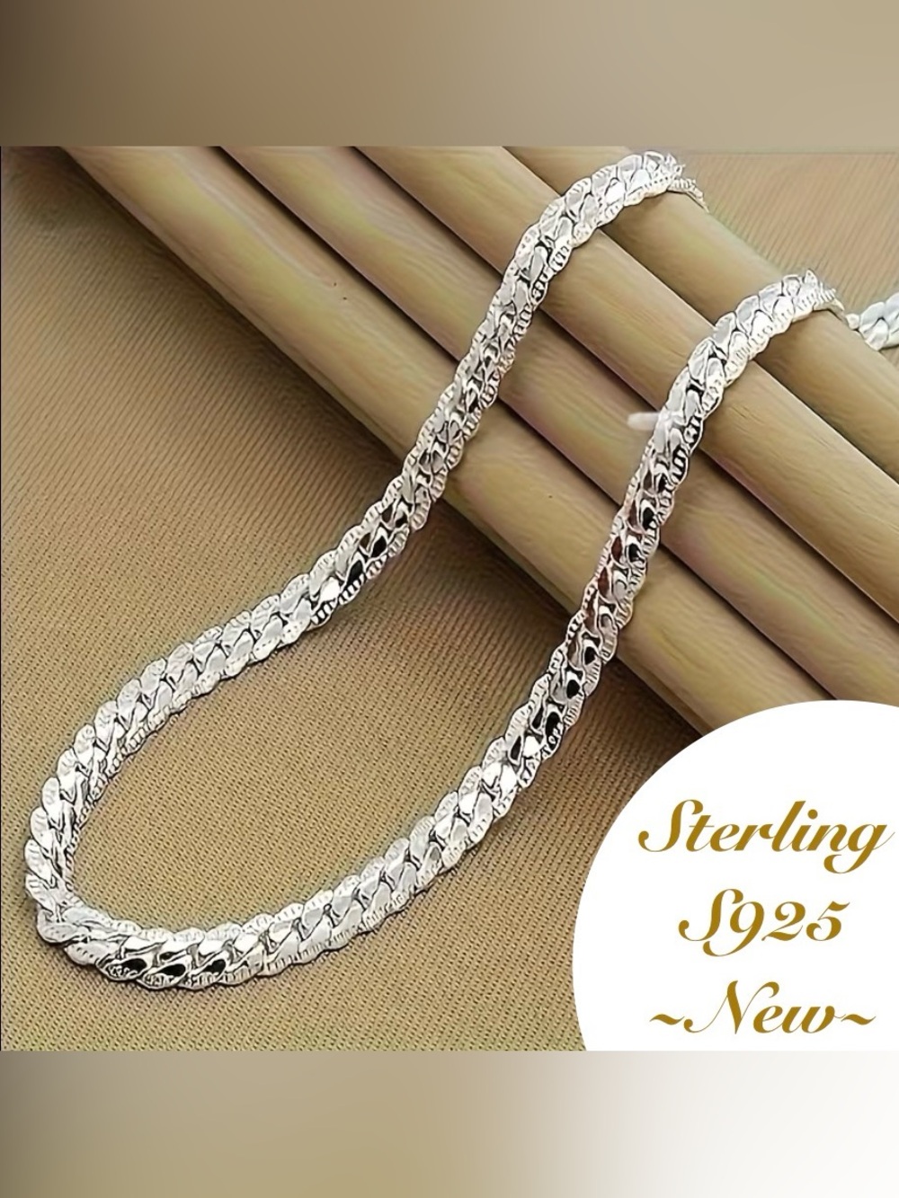 Sterling Stamped S925 Silver Cuban Necklace 20 inch ~New~